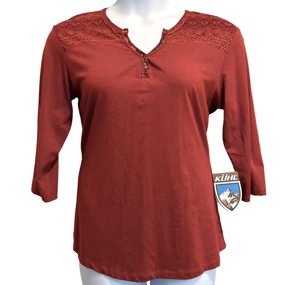 NWT - Kuhl | Belmont 3/4 Sleeve Henley T-Shirt | Burnt Sienna | Size L
